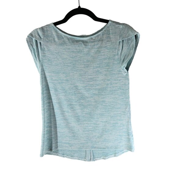Market & Spruce Womens Bravyan Button Back Detail Blue Striped Top XS Petite - Picture 1 of 3